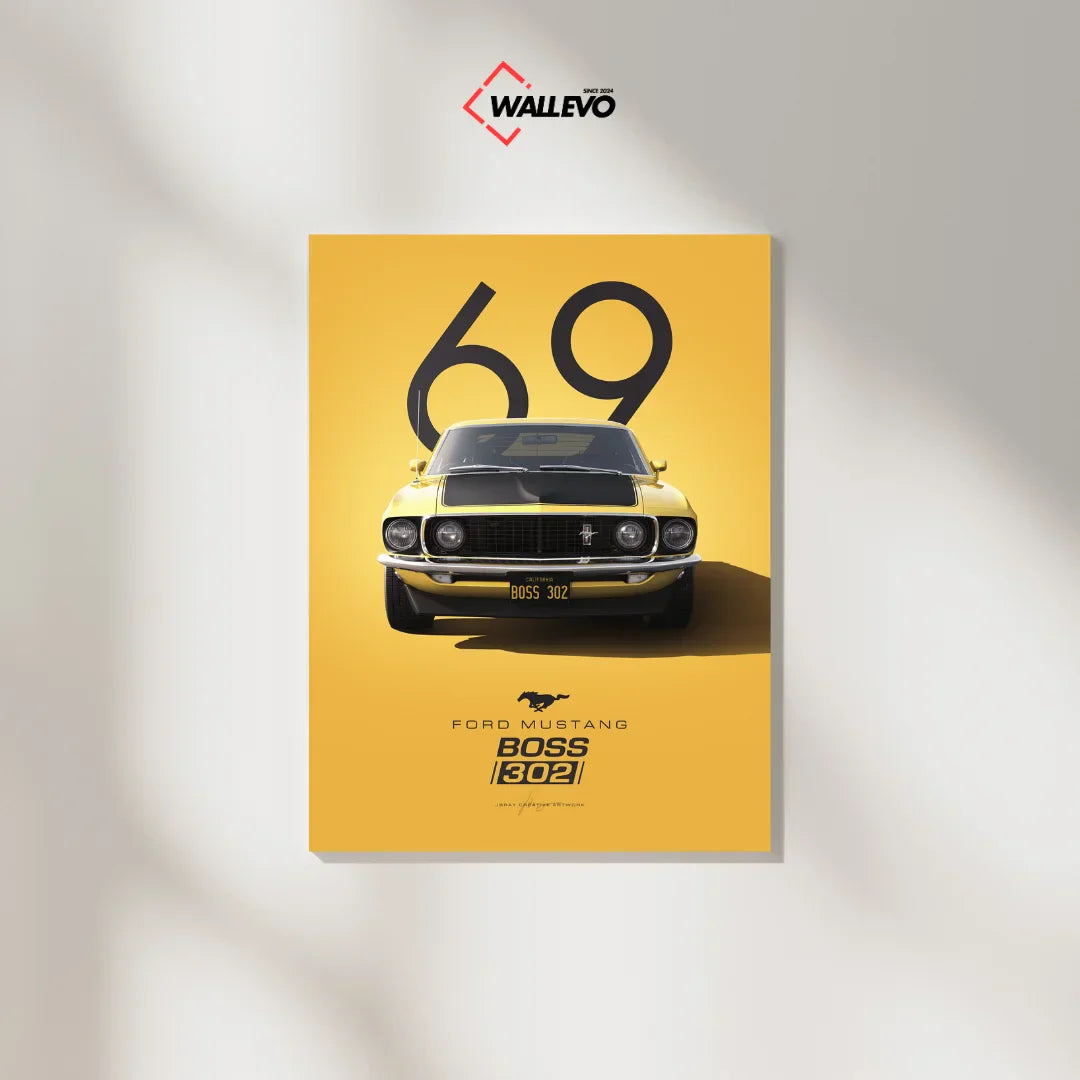 1969 Ford Mustang Premium Plywood Crystal Frame – Classic Muscle Car Art