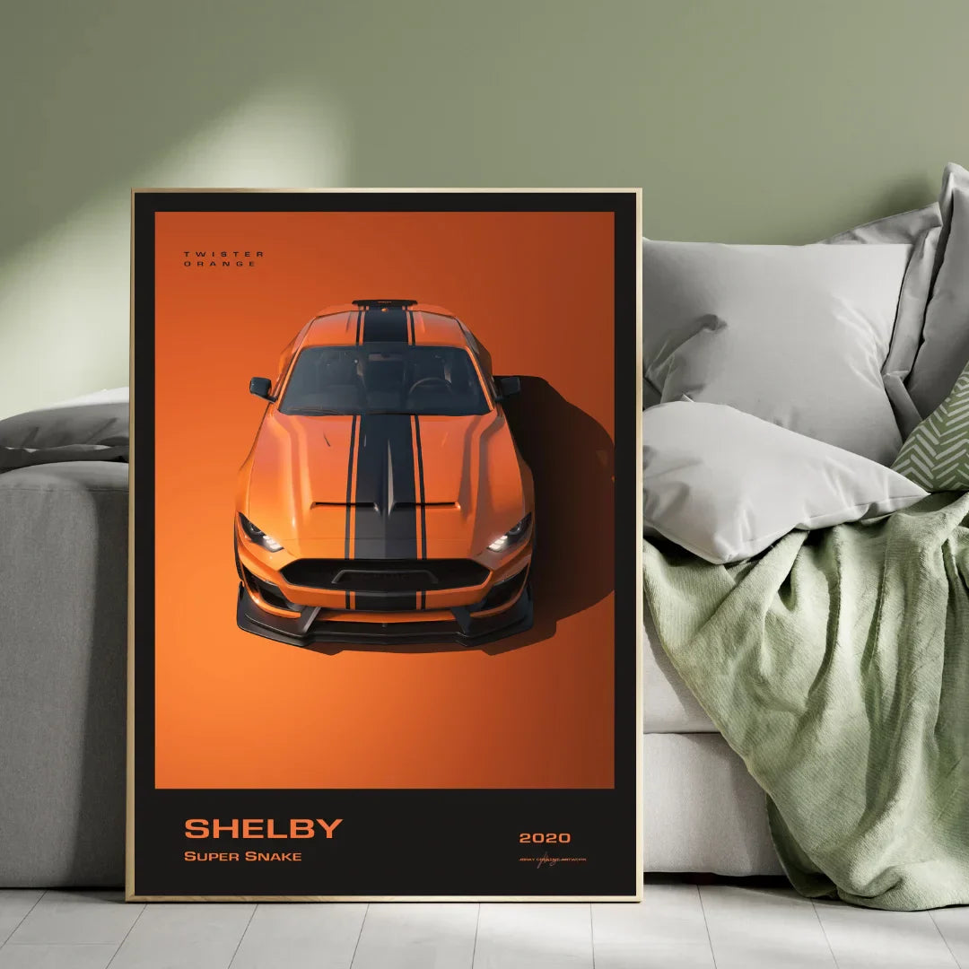 Premium 2020 Super Snake Orange Car-Themed Plywood Crystal Frame