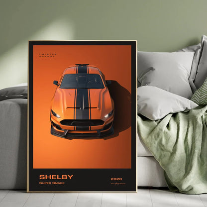 Premium 2020 Super Snake Orange Car-Themed Plywood Crystal Frame