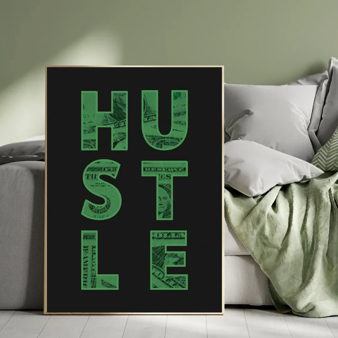 Premium 'Hustle' Motivational Plywood Crystal Frame