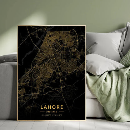 Premium Lahore Map-Themed Plywood Crystal Frame – Elegant City Map Wall Art