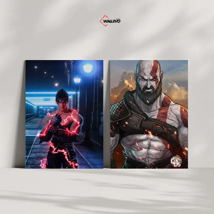 Pack of 2 Plywood Crystal Frames – God of War & Tekken 8 Gaming Art