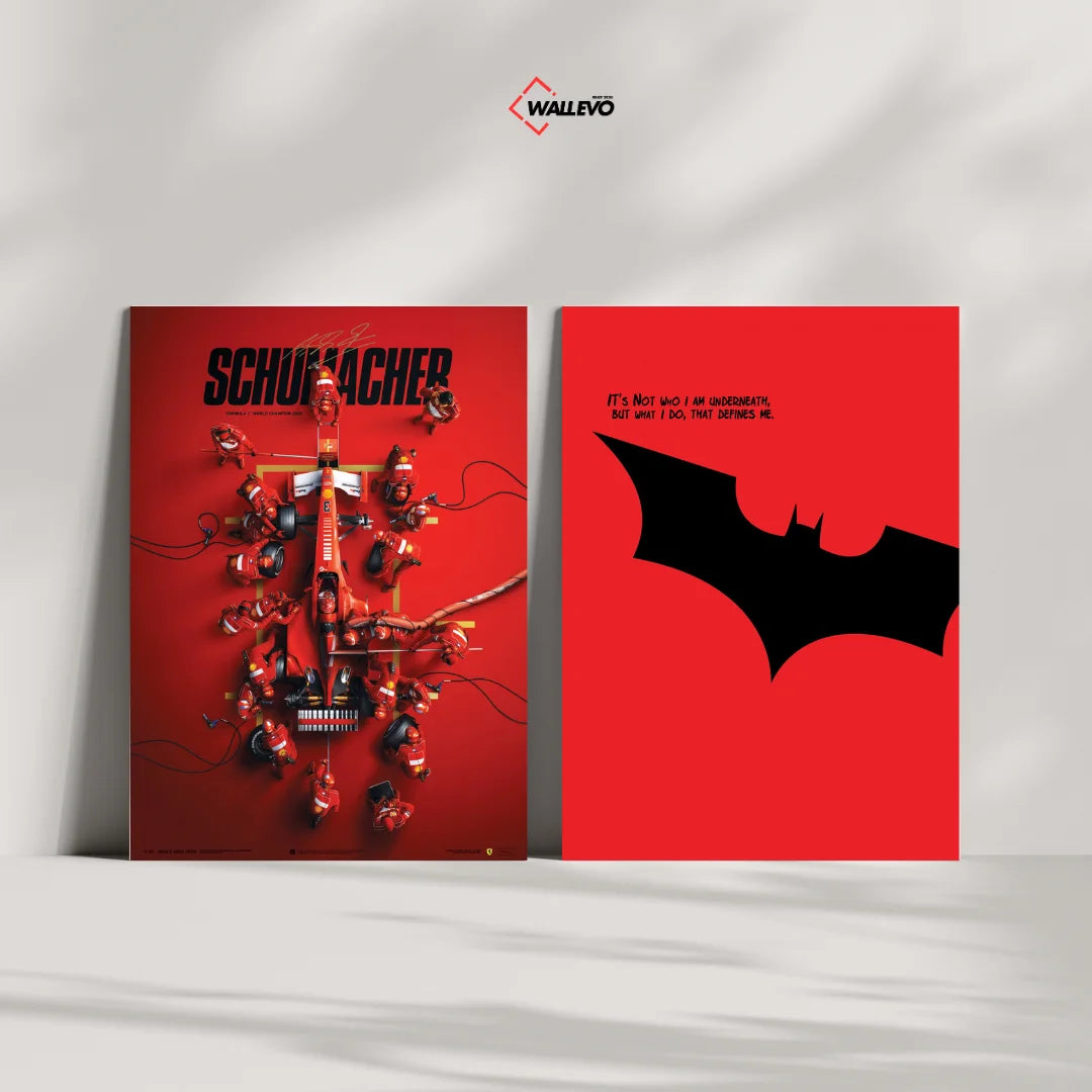 Pack of 2 Plywood Crystal Frames – Car & Batman Red Theme Art