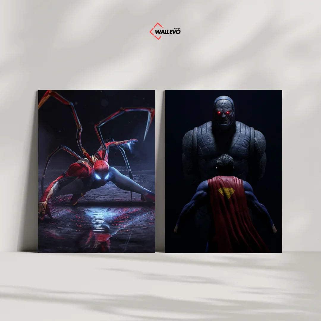 Pack of 2 Plywood Crystal Frames – Superman & Spiderman Theme Art