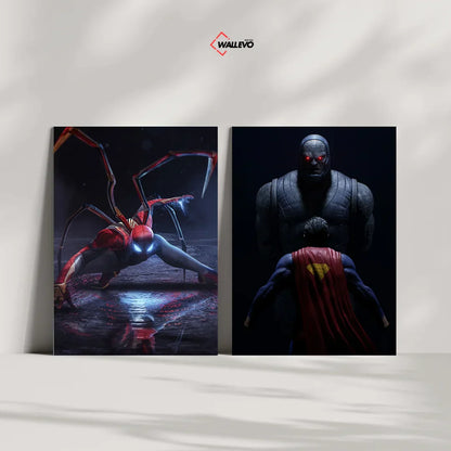 Pack of 2 Plywood Crystal Frames – Superman & Spiderman Theme Art