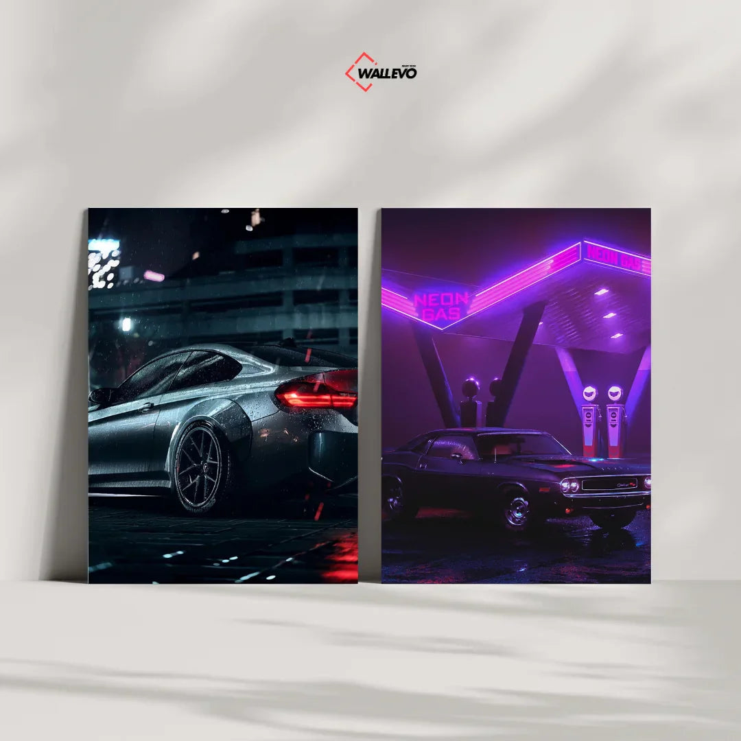 Pack of 2 Plywood Crystal Frames – Car Theme Art