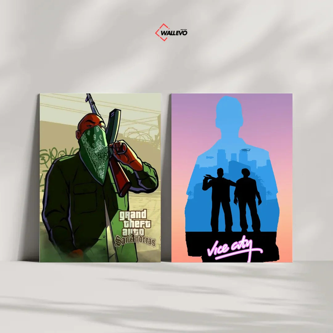 Pack of 2 Plywood Crystal Frames – GTA San Andreas & Vice City Theme Art