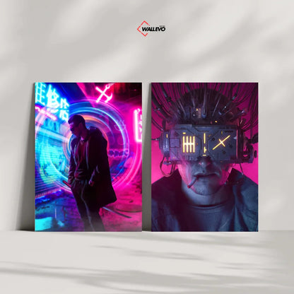 Pack of 2 Plywood Crystal Frames – Cyberpunk Theme Art