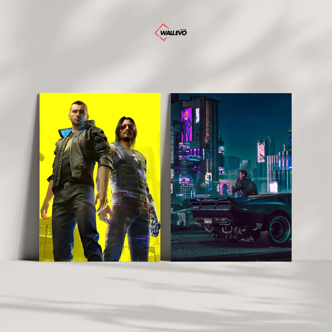 Pack of 2 Plywood Crystal Frames – Cyberpunk Theme Art