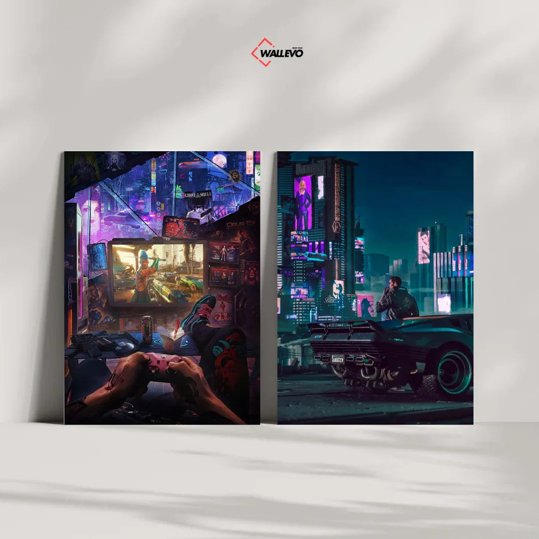 Pack of 2 Plywood Crystal Frames – Cyberpunk Theme Art