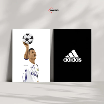 Pack of 2 Adidas & Ronaldo-Themed Plywood Crystal Frames – Perfect for Football Fans