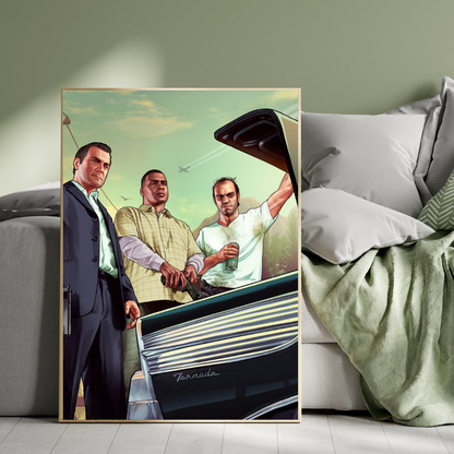 GTA V Premium Plywood Crystal Frame – Iconic Gaming Art for Your Space