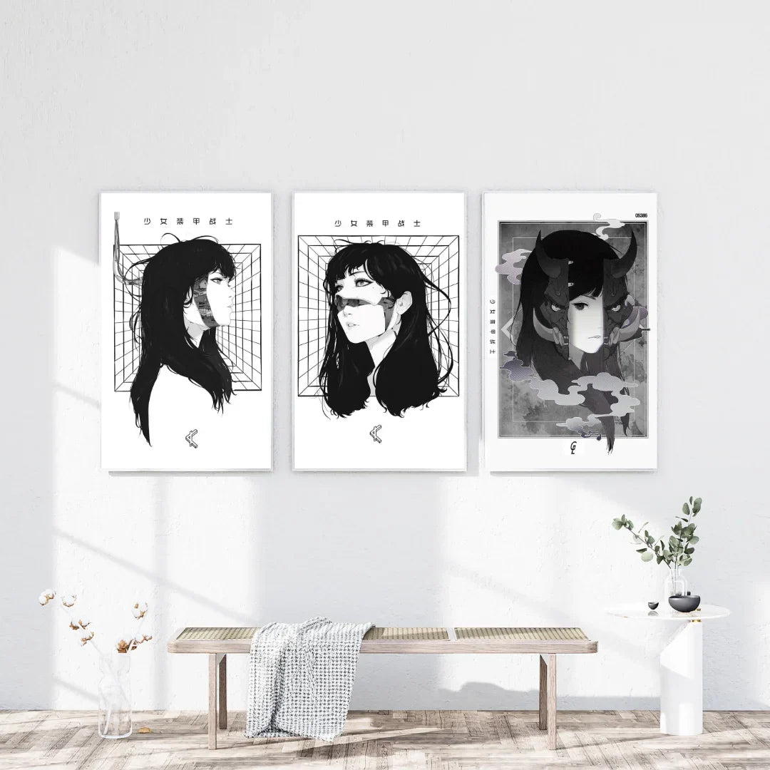 Pack of 3 Girl-Themed Plywood Crystal Frames – Elegant Art for Every Space